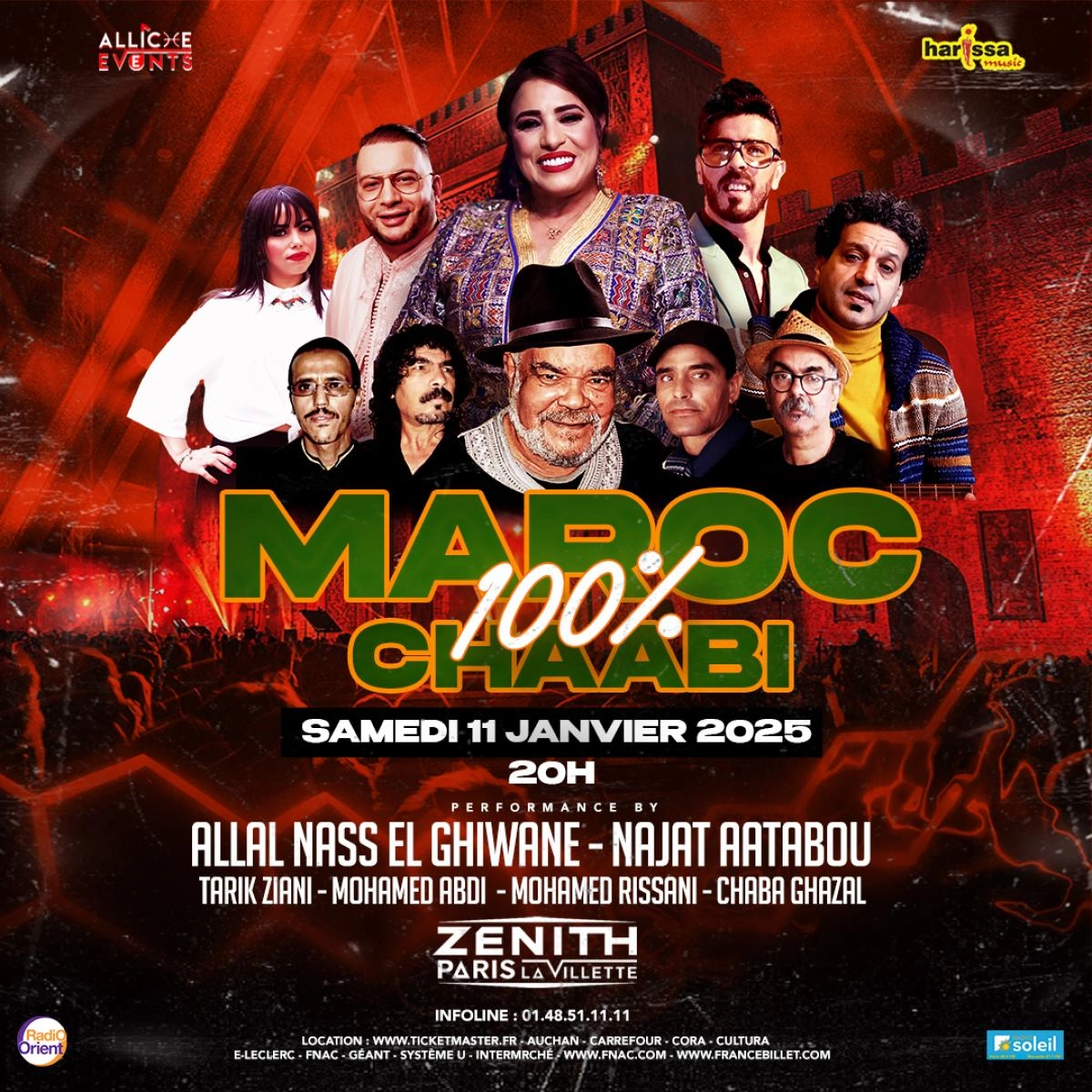 100 Maroc - 100 Chaâbi al Zenith Paris Tickets