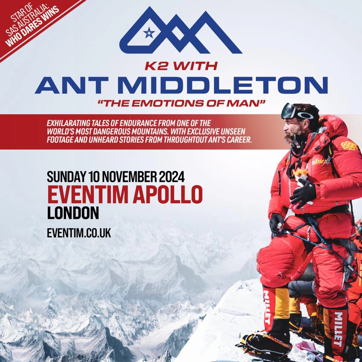 Ant Middleton al Eventim Apollo Tickets