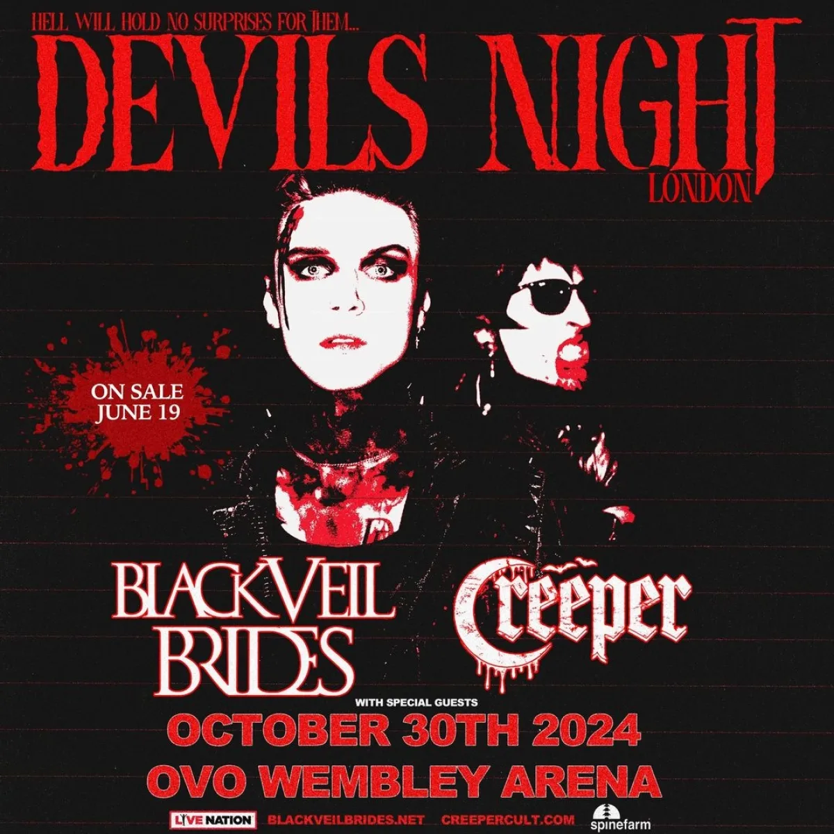 Billets Black Veil Brides - Creeper (OVO Arena Wembley - Londres)