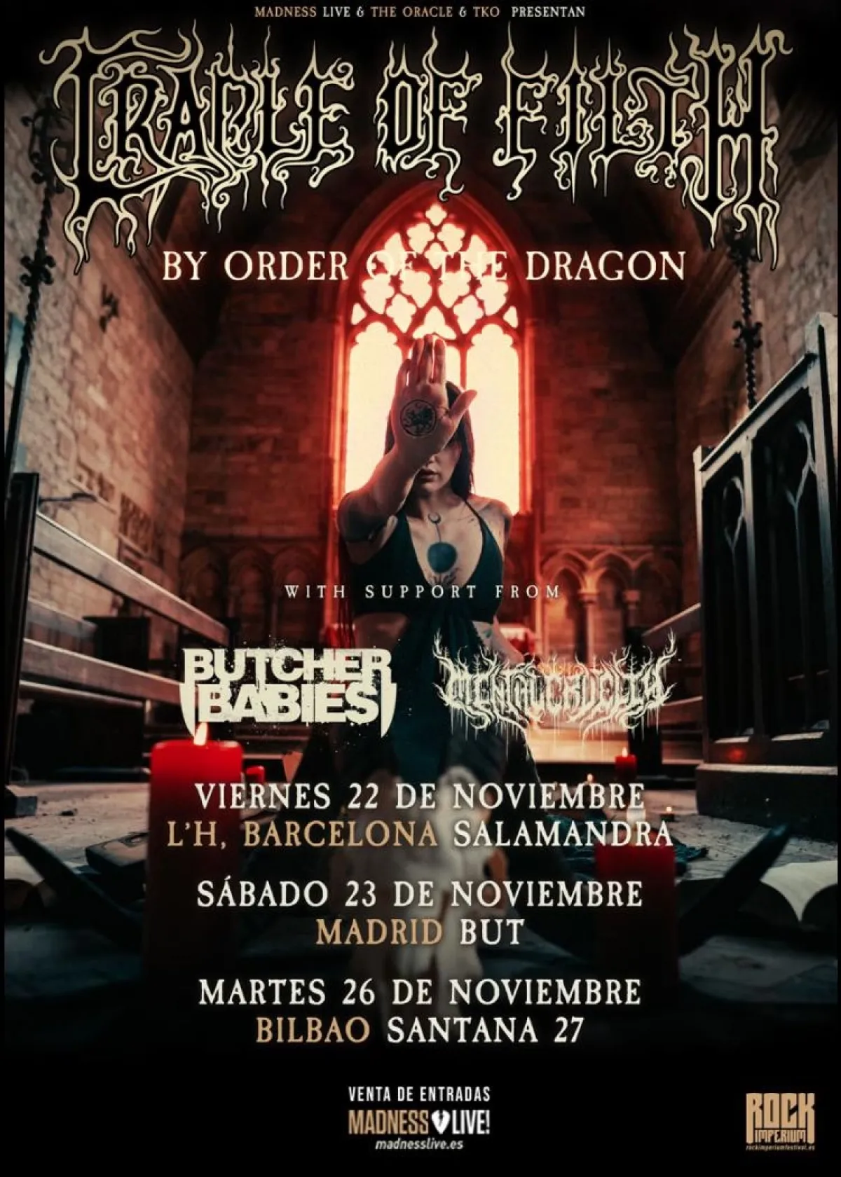 Billets Cradle Of Filth - Butcher Babies - Mental Cruelty (Sala La Paqui - Madrid)