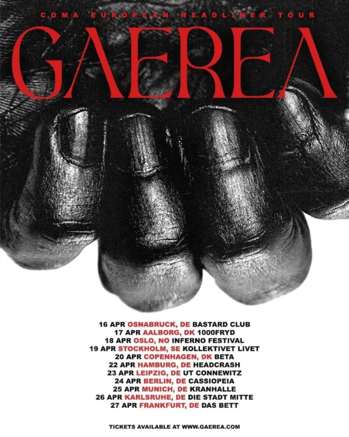 Gaerea at Das Bett Tickets