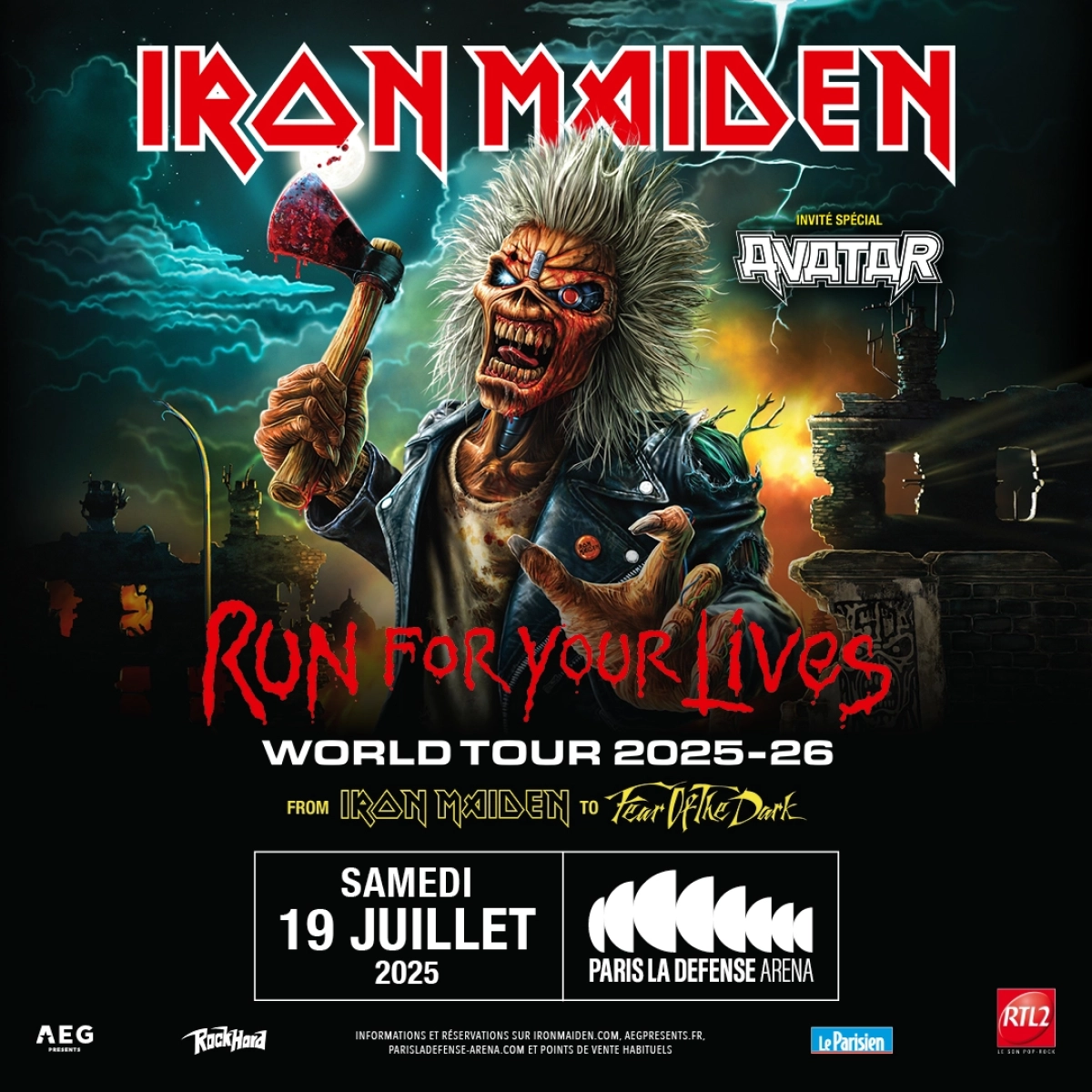 Concert Iron Maiden à Paris (Paris La Defense Arena) du 19 juillet 2025