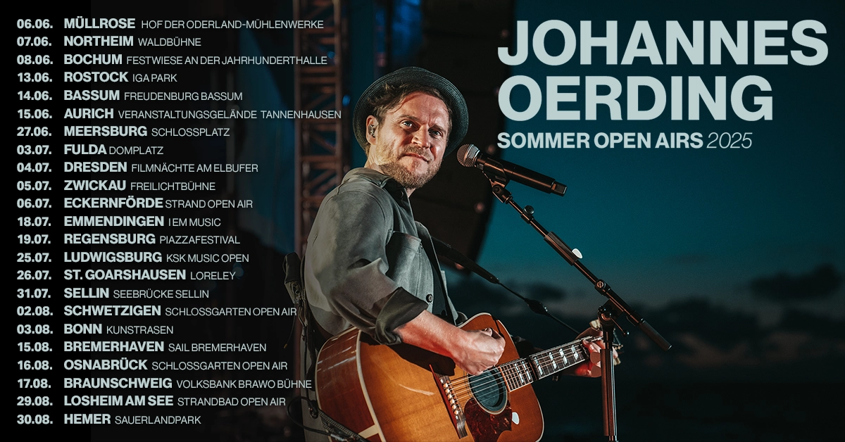 Johannes Oerding - Sommer Open Airs 2025 al Kunstrasen Bonn Tickets