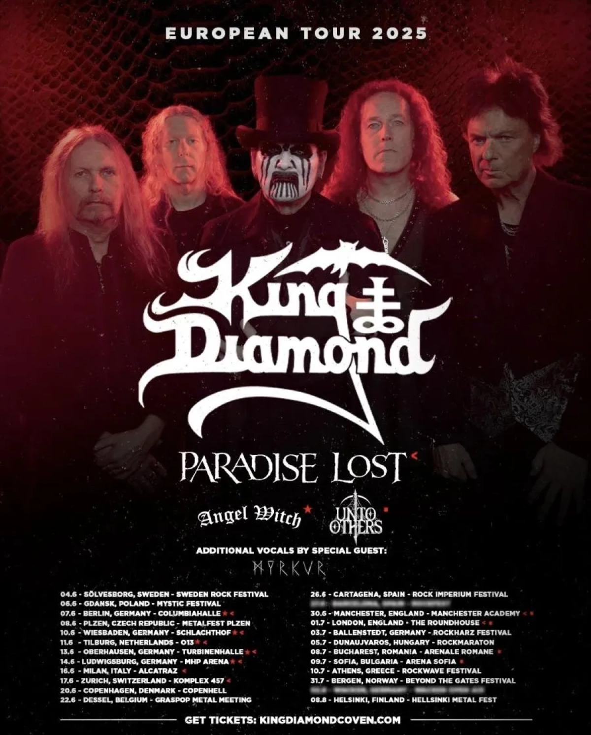 King Diamond - Paradise Lost en Alcatraz Milán Tickets