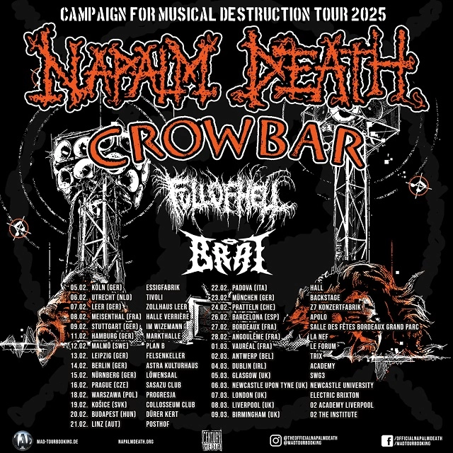 Napalm Death - Crowbar - Full Of Hell - Brat in der Swg3 Tickets