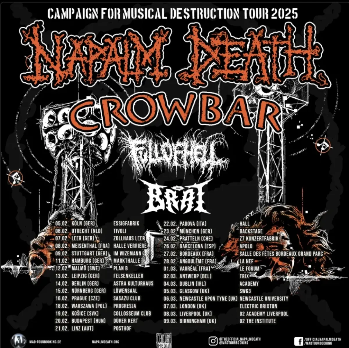 Billets Napalm Death (Im Wizemann - Stuttgart)